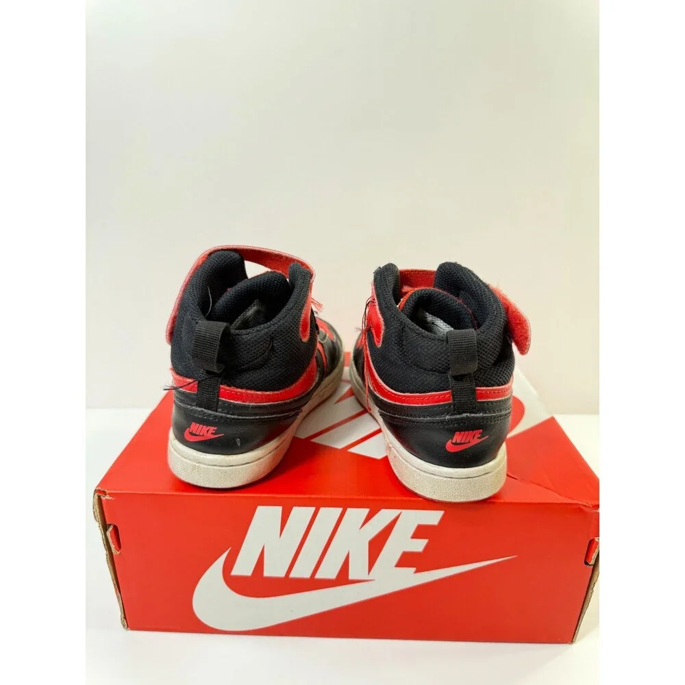 Nike Court Borough Mid 2 Sneakers Black Red Youth US 13